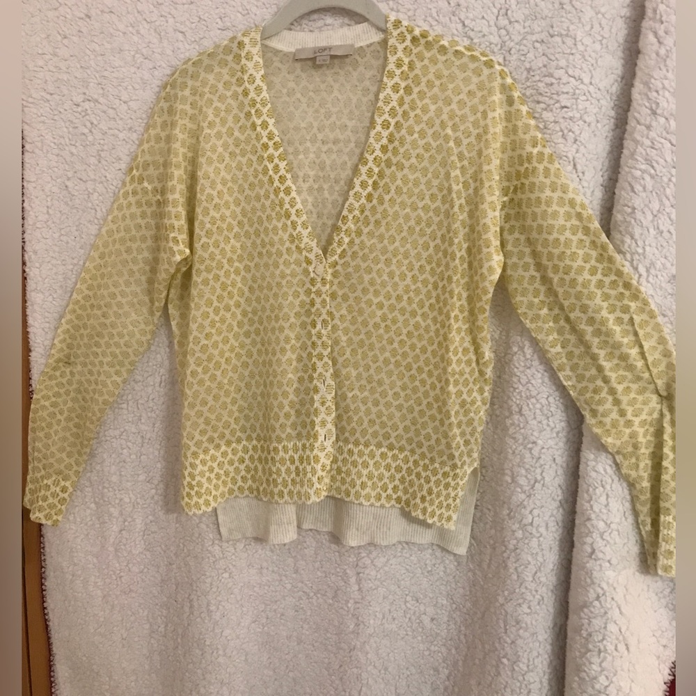 Loft lightweight button down cardigan. Ramie/rayon.